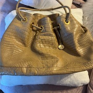 Brahmin Tan Croc-Embossed Shoulder Bag
